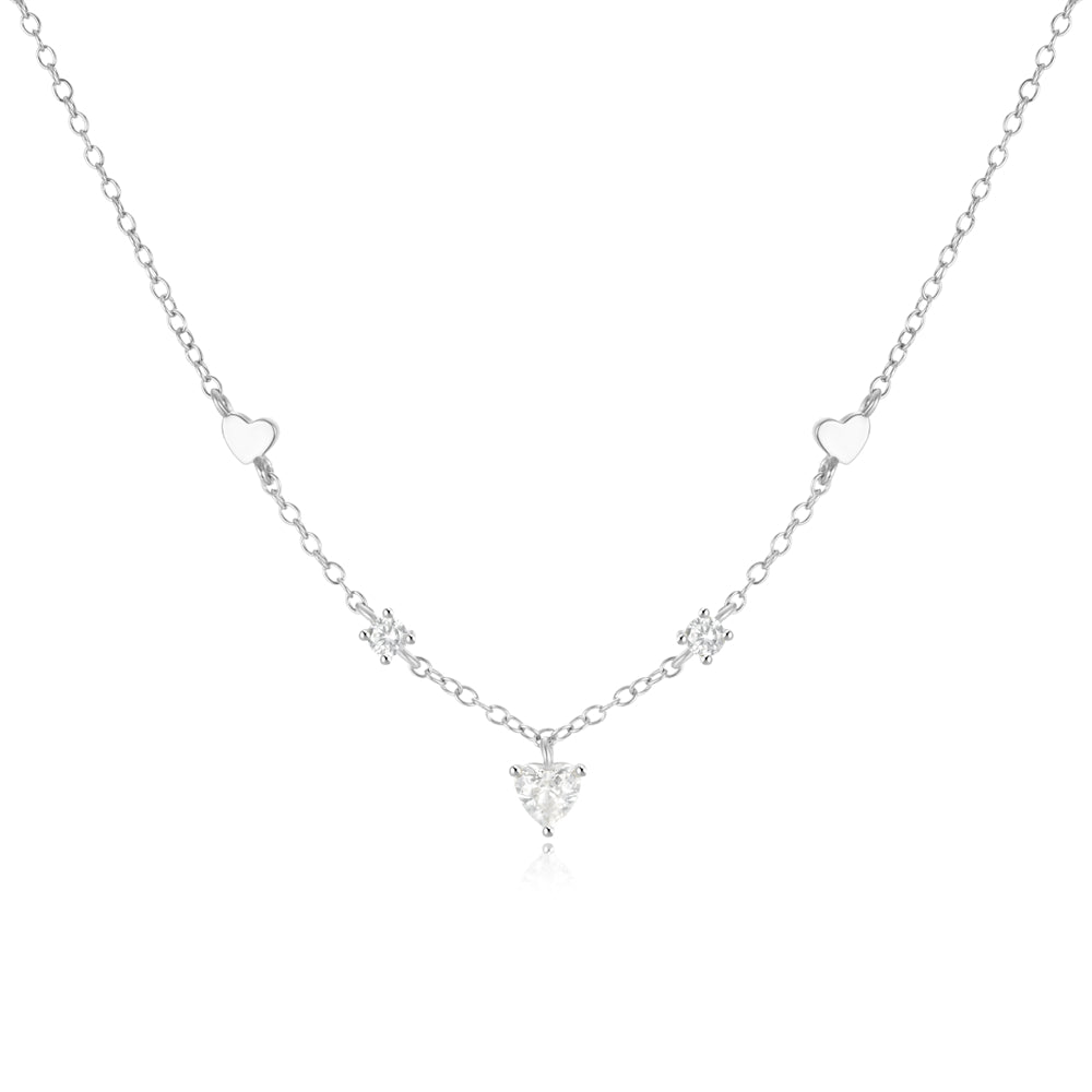 Gold-Plated Heart Diamond Chain Necklace