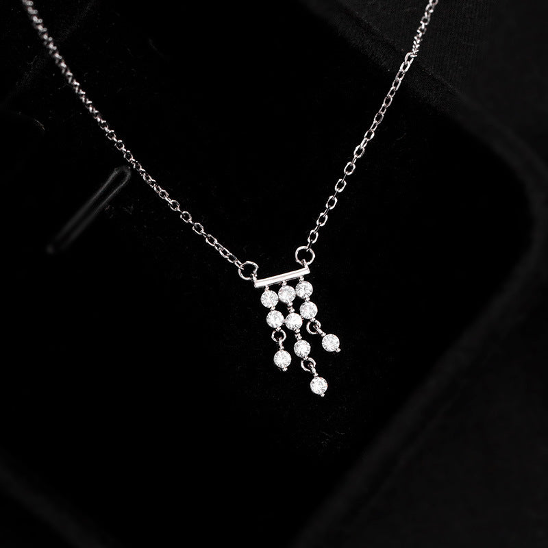 Gold-Plated Sterling Silver Water Drop Zircon Dangle Necklace for Women