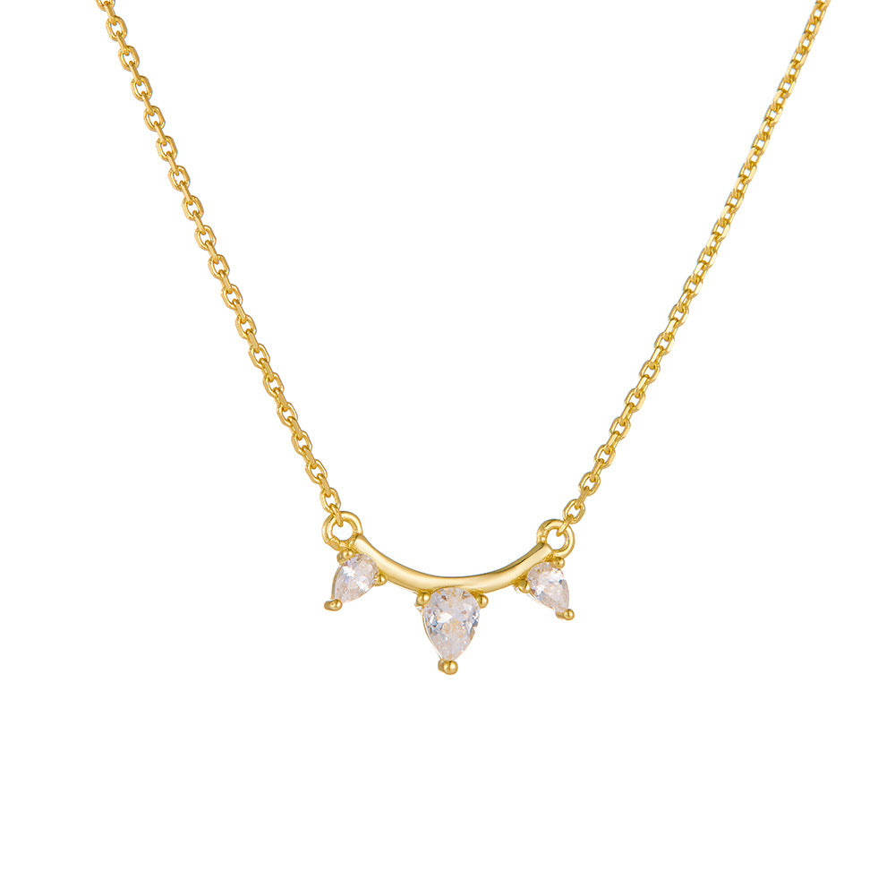 Gold-Plated Sterling Silver Minimalist Water Drop Diamond Necklace for Women