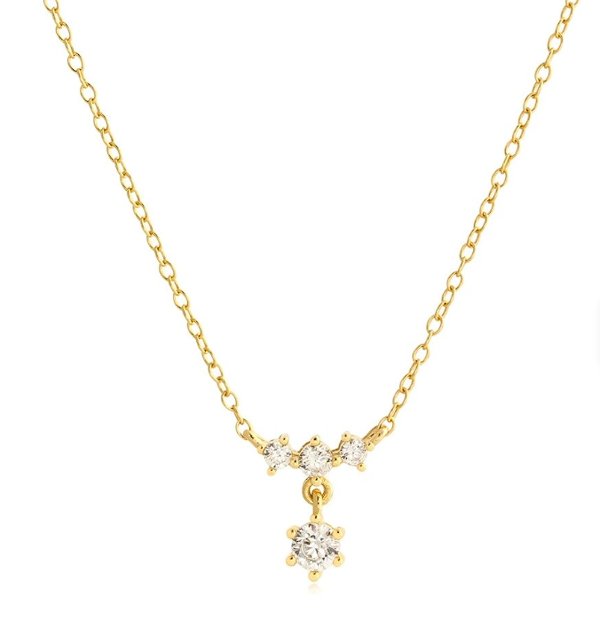 Zircon Charm Pendant Necklace – 18K Gold Plated Silver Fashion Jewelry for Women