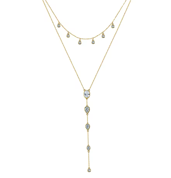 Double Layer Zircon Pendant Necklace