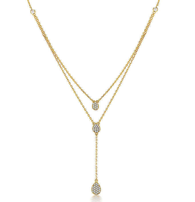 Gold Plated Water Drop Two-Layer Necklace for Women