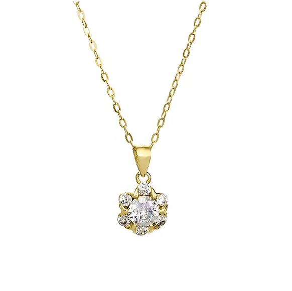Gold Plated Sunflower Zircon Pendant Necklace