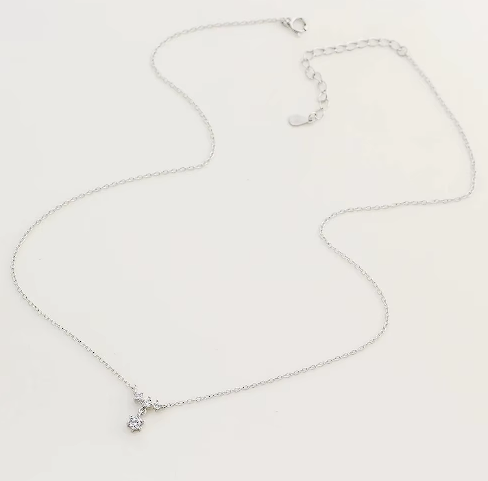 Zircon Charm Pendant Necklace – 18K Gold Plated Silver Fashion Jewelry for Women
