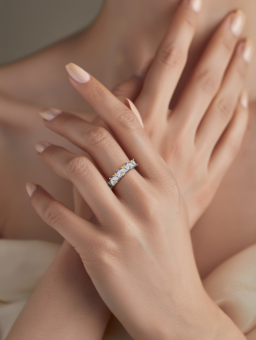 Silver Zirconia Engagement & Wedding Couple Ring