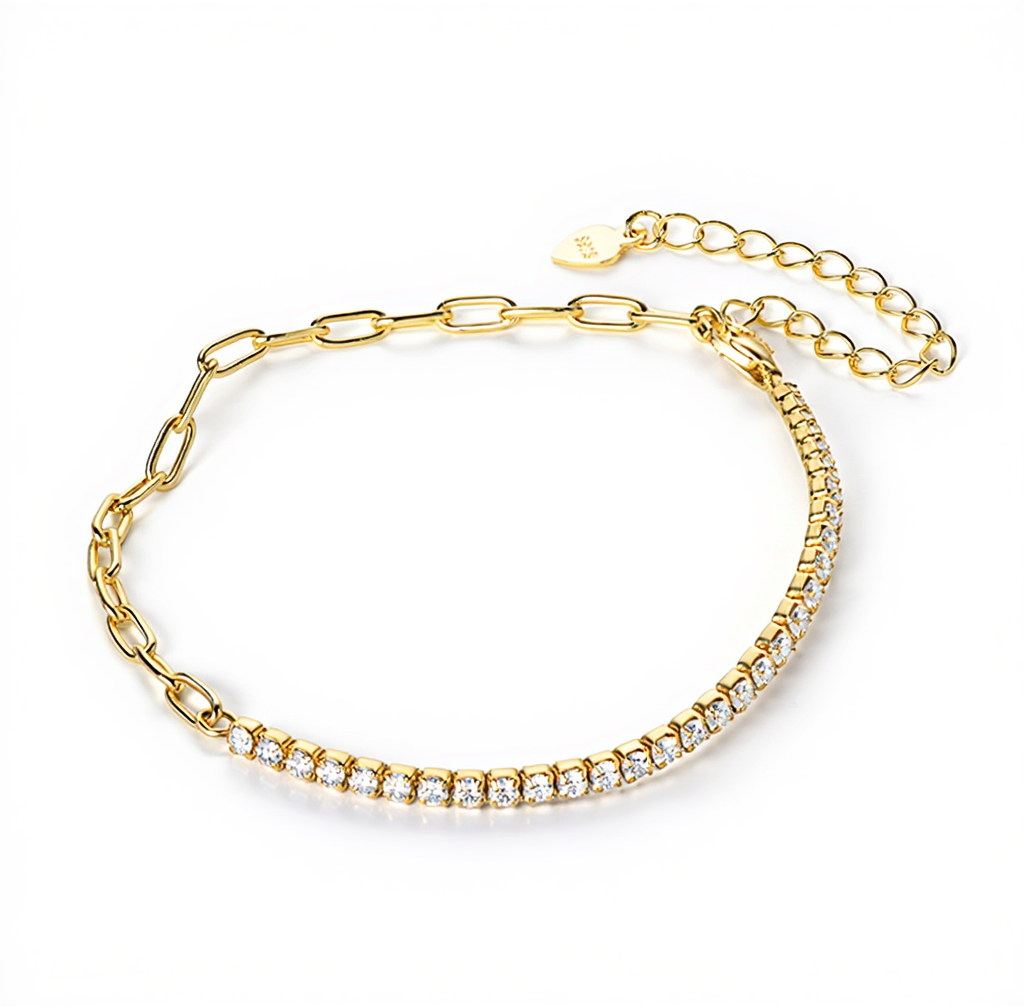 18K Gold Plated Half Tennis Bracelet
