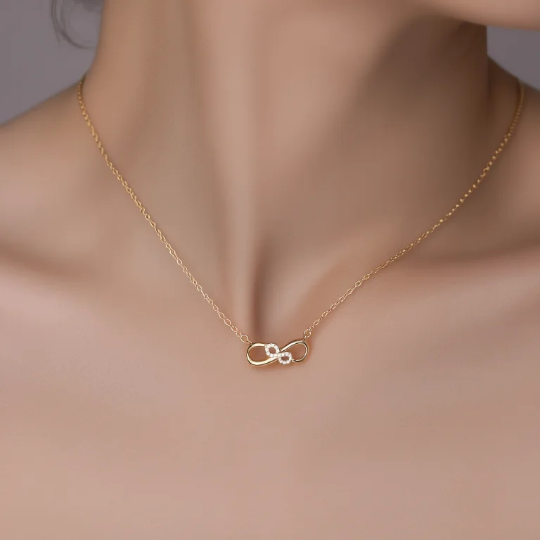 Gold Plated Number 8 Diamond Pendant Necklace