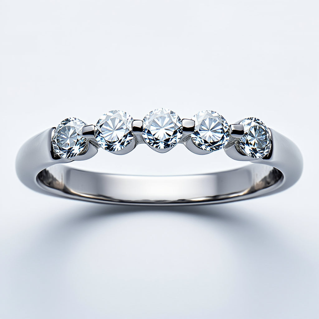 Five Stone Round Cut Cubic Zirconia Ring