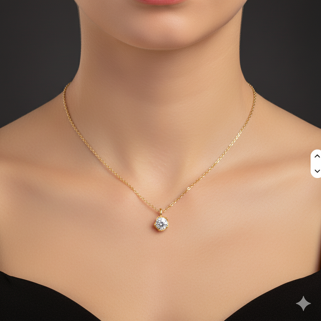 Sparkling Flower Bud Moissanite Pendant Necklace