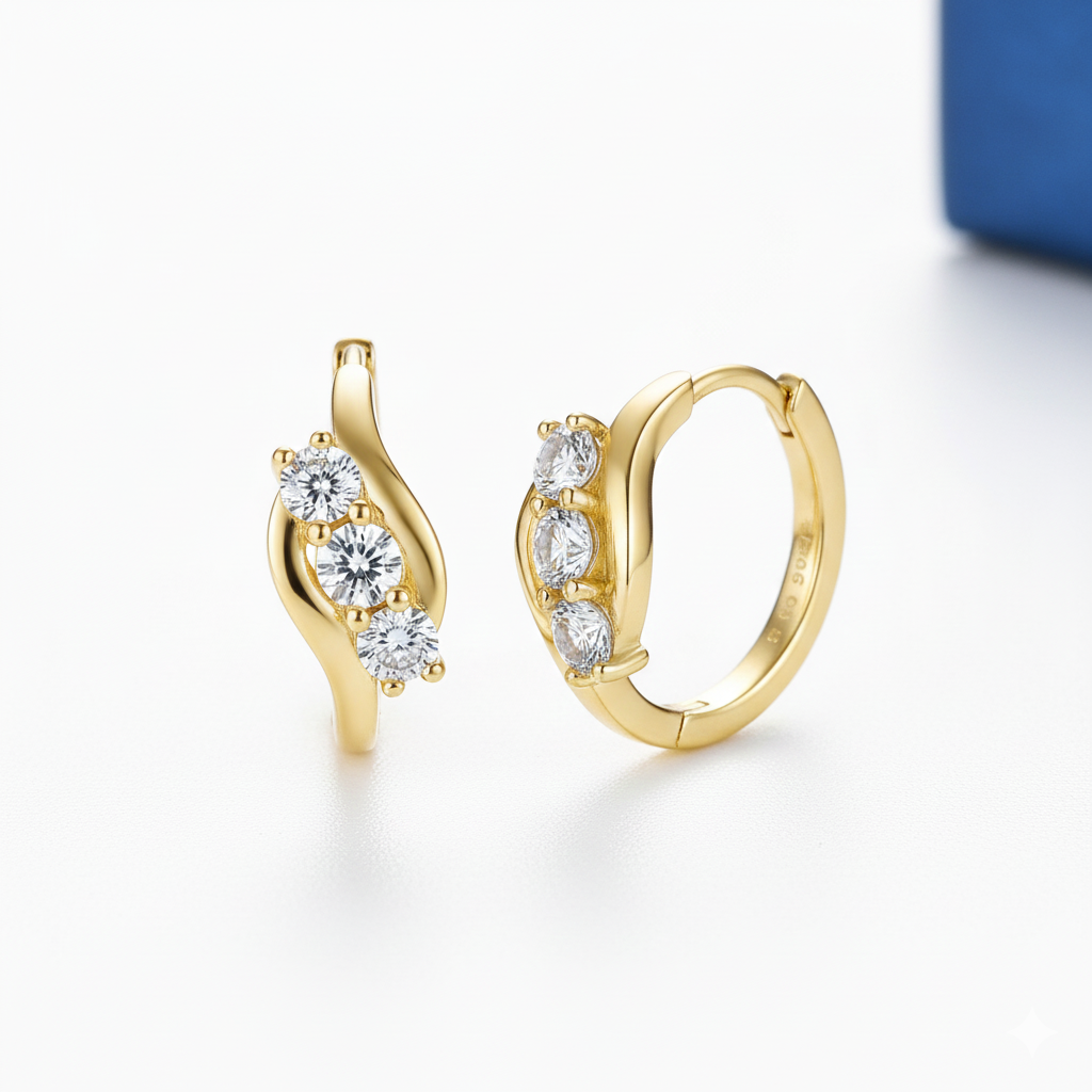 Infinity Wave Huggie Hoop Earrings