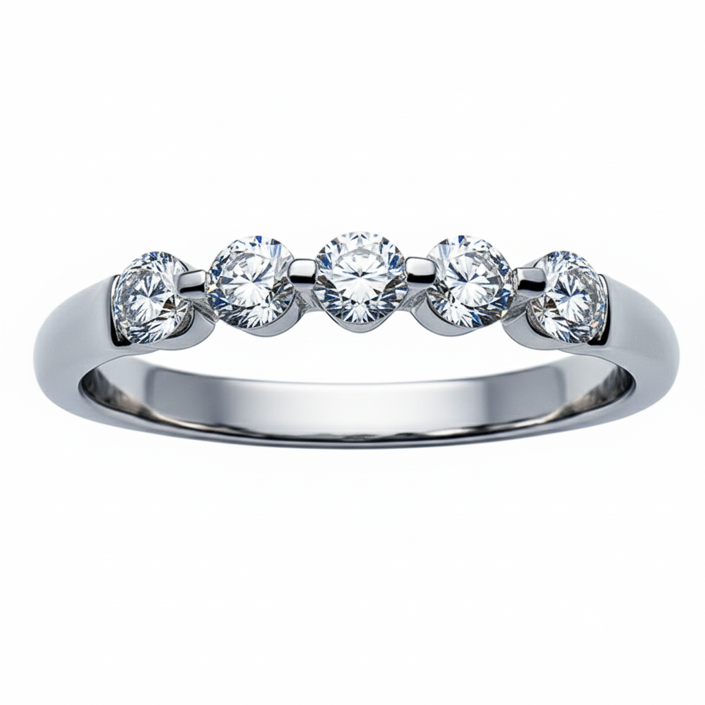 Five Stone Round Cut Cubic Zirconia Ring