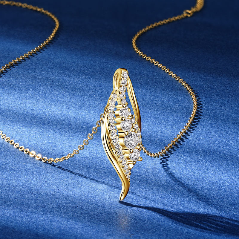 18K Gold Plated CZ Pave Swirl Pendant Necklace