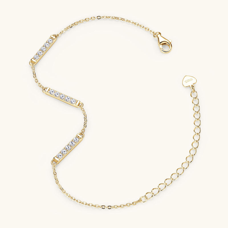 18K Gold Plated Triple Bar CZ Bracelet