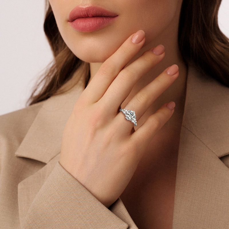 Round Cut Cubic Zirconia Cluster Ring