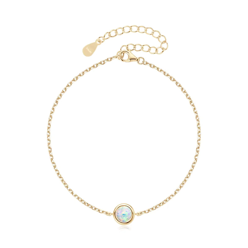 18K Gold Plated Solitaire Opal Stone Bracelet