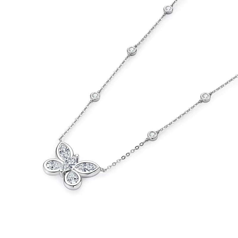 Marquise Cut Butterfly Pendant Necklace