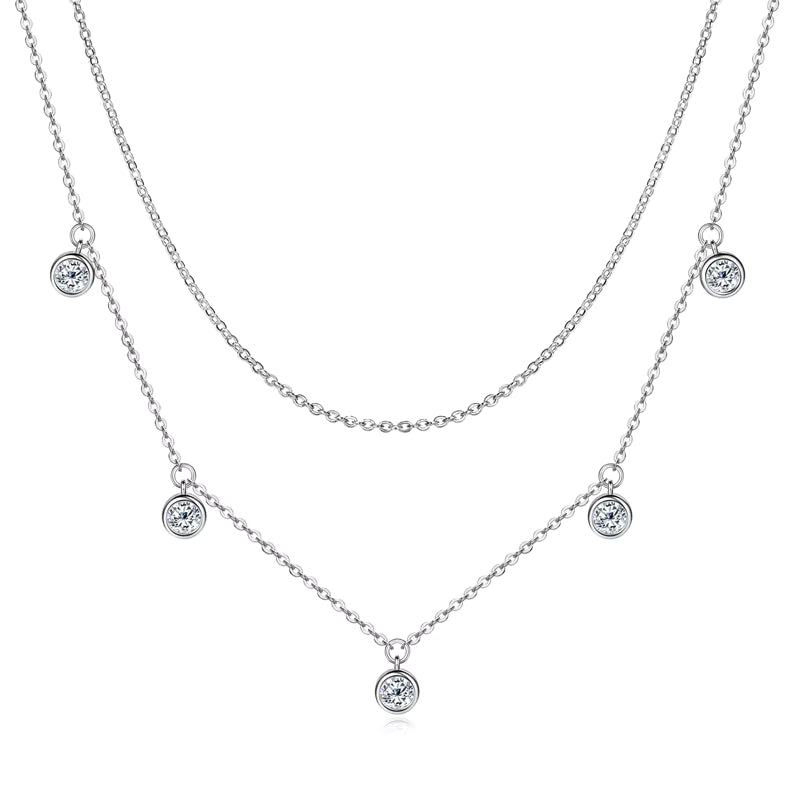 Double Chain Layered Moissanite Necklace