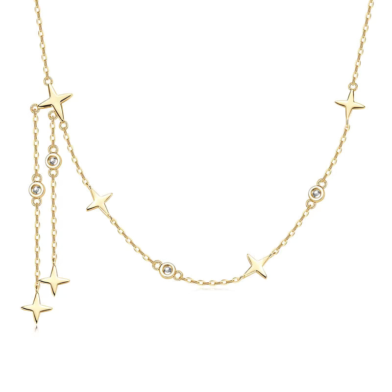 Star-Shaped Moissanite Fringe Necklace