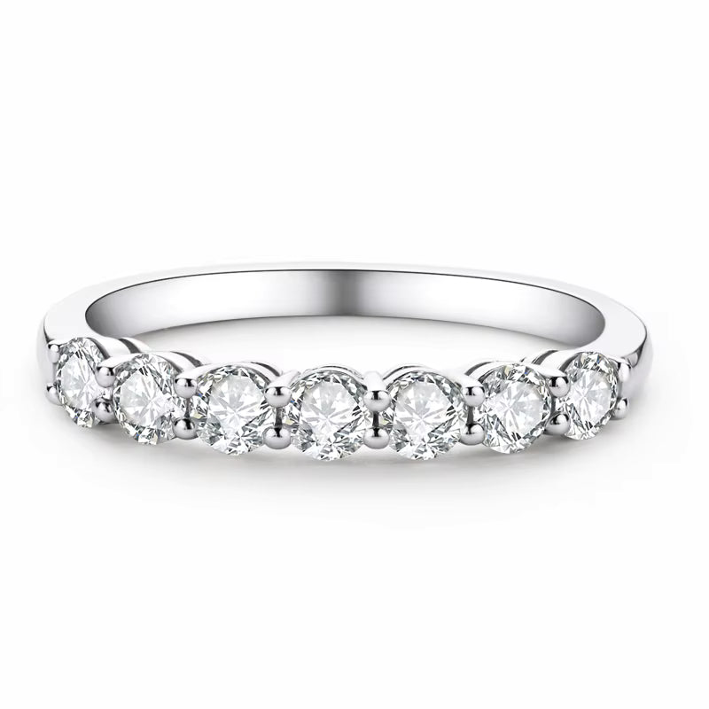 Seven Stone Round Cut Cubic Zirconia Half Eternity Ring