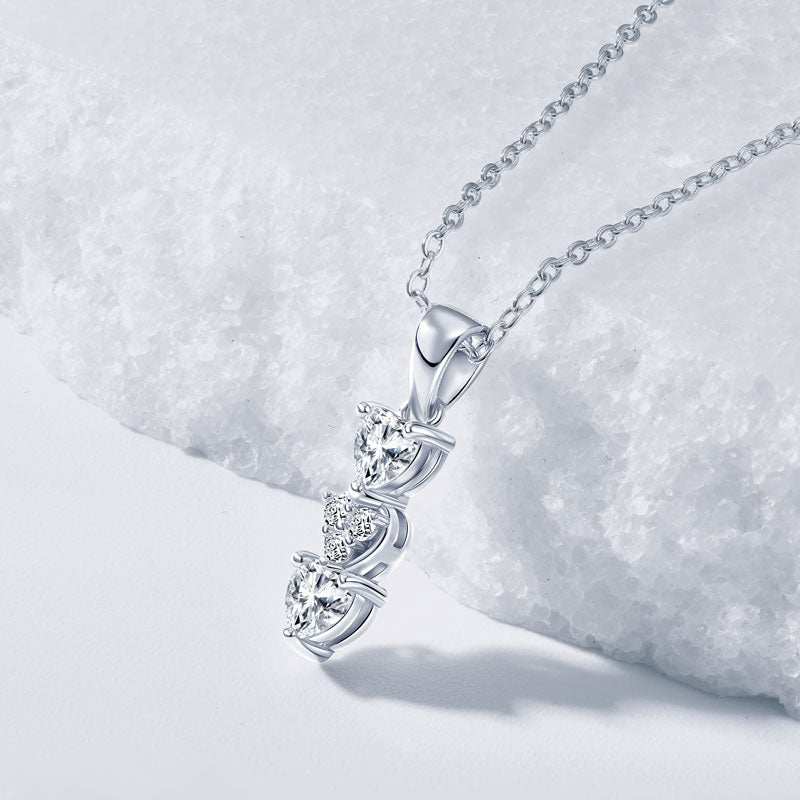 Heart Cubic Zirconia Vertical Pendant Necklace
