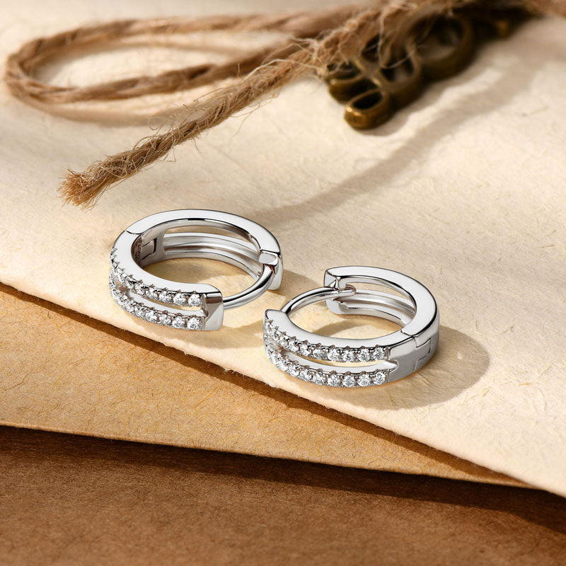 Double Row Pavé Hoop Earrings