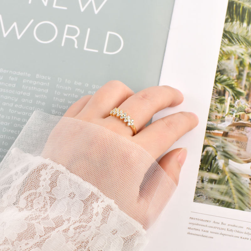 18K Gold Plated Floral Band Ring