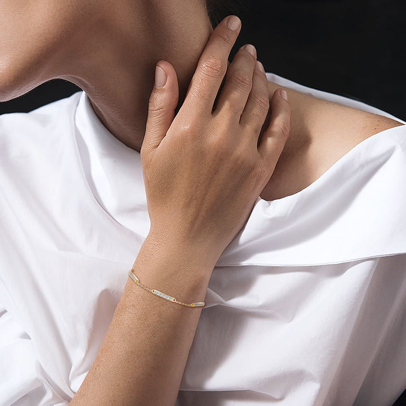 18K Gold Plated Triple Bar CZ Bracelet