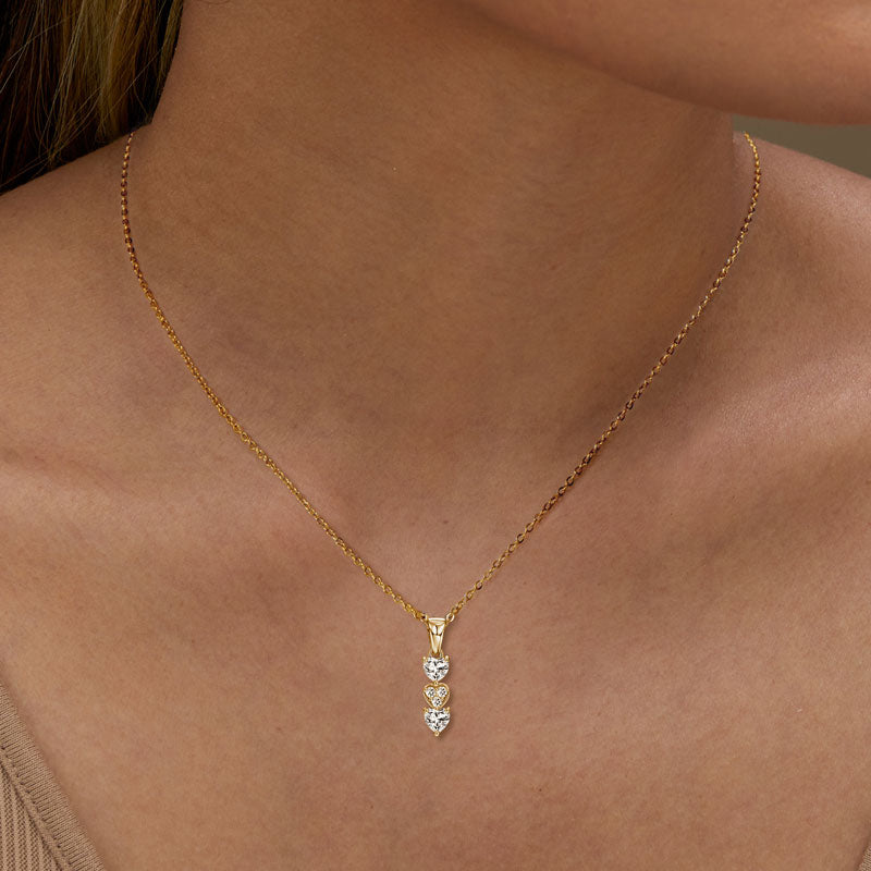 Heart Cubic Zirconia Vertical Pendant Necklace