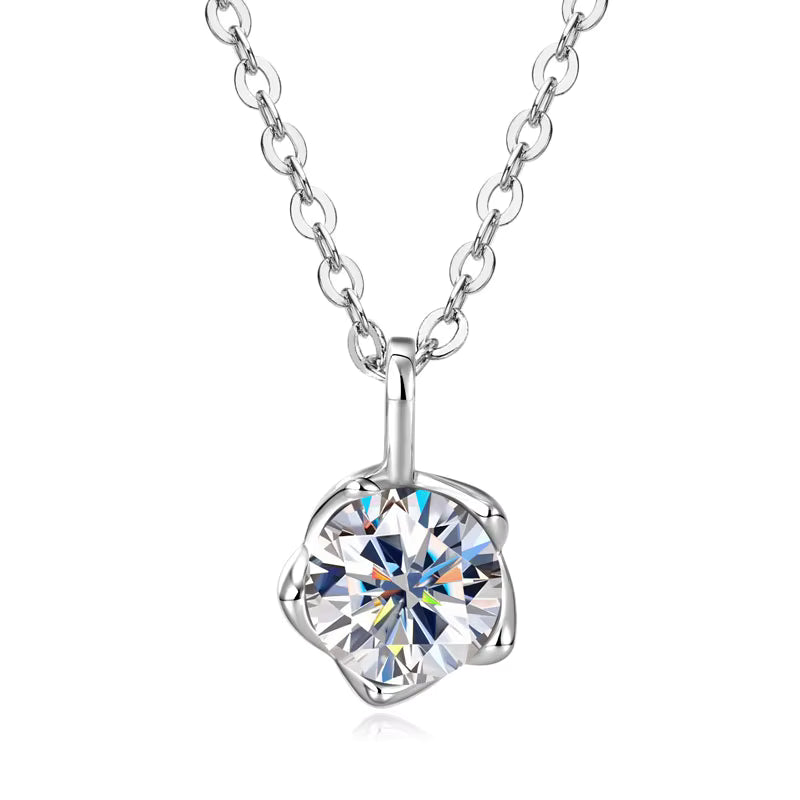 Sparkling Flower Bud Moissanite Pendant Necklace