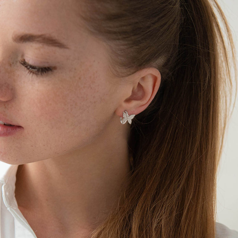 Butterfly Huggie Hoop Earrings