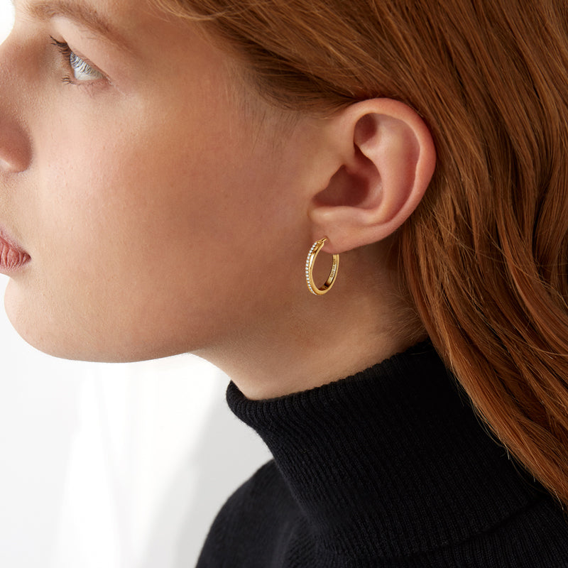 Crisscross Pave Moissanite Hoop Earrings