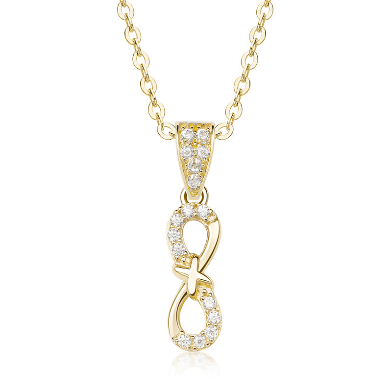 14K Solid Gold Infinity Pendant Necklace