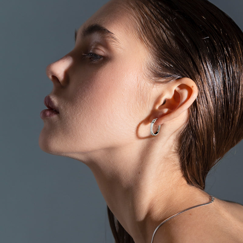 Crisscross Pave Moissanite Hoop Earrings