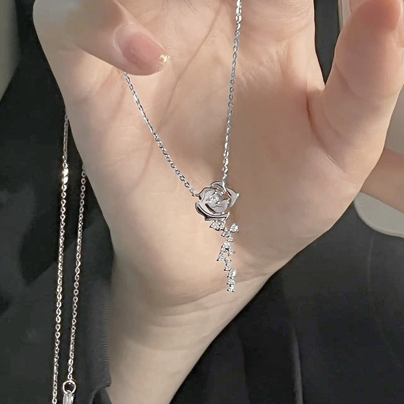 Rose Blossom Moissanite Pendant Necklace