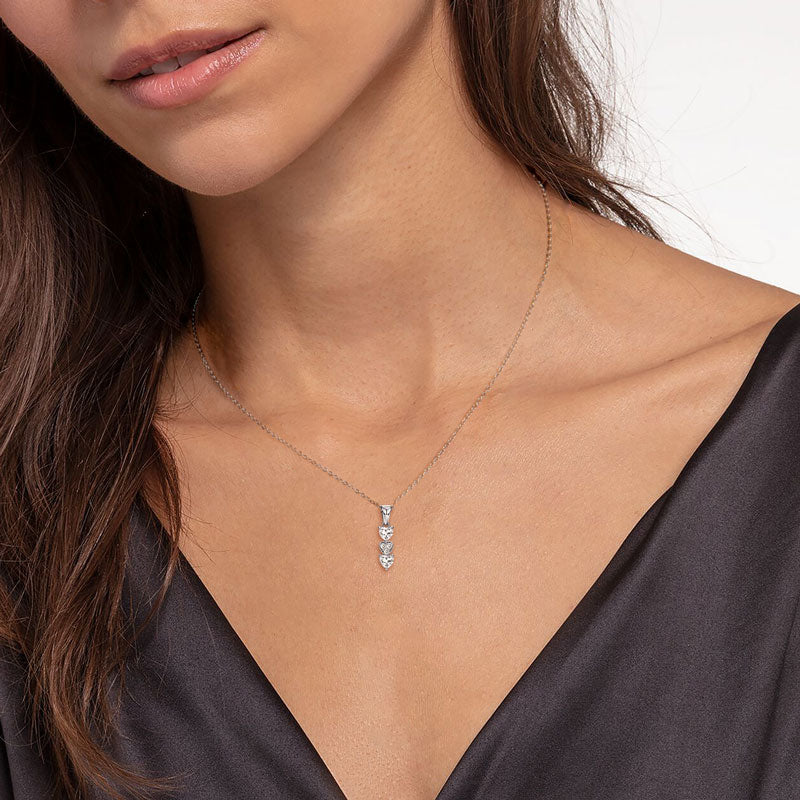 Heart Cubic Zirconia Vertical Pendant Necklace