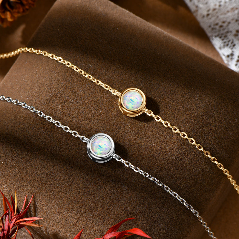 18K Gold Plated Solitaire Opal Stone Bracelet