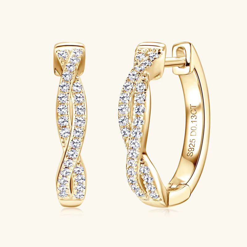 Pave Moissanite Twisted Hoop Earrings