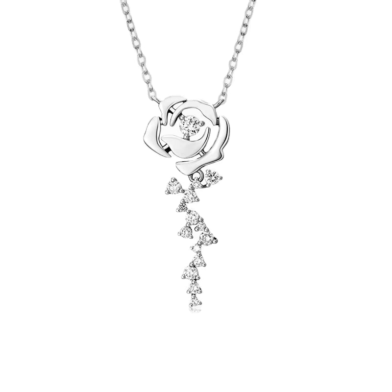 Rose Blossom Moissanite Pendant Necklace