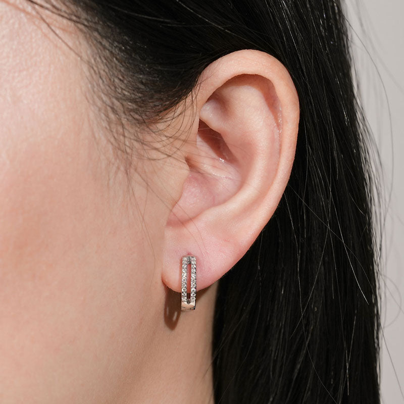 Double Row Pavé Hoop Earrings