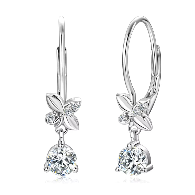 Dainty 18k Gold Plated Flower Drop Earrings