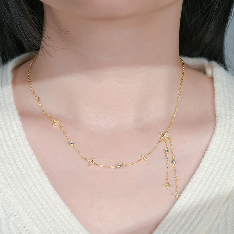Star-Shaped Moissanite Fringe Necklace