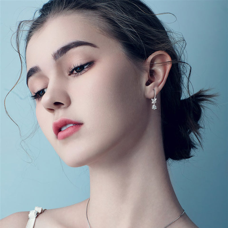 Dainty 18k Gold Plated Flower Drop Earrings