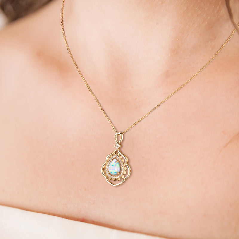 Pear Opal Pendant Necklace