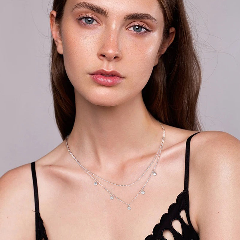 Double Chain Layered Moissanite Necklace