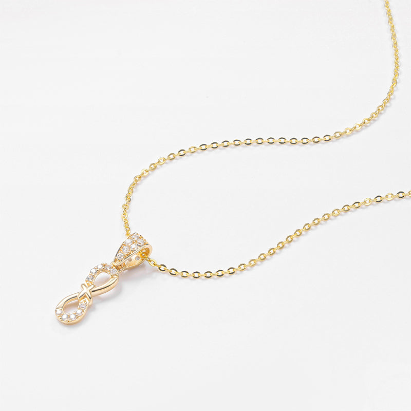 14K Solid Gold Infinity Pendant Necklace
