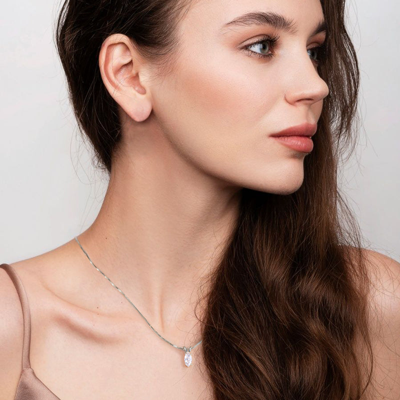 Marquise Solitaire CZ Pendant Necklace