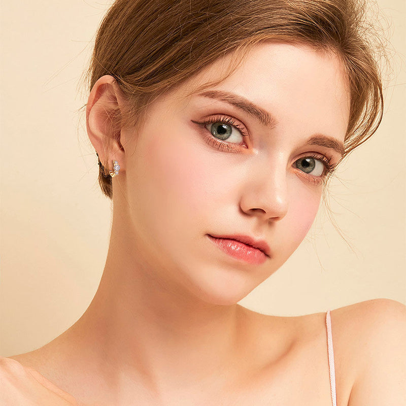 18k Gold Plated Triple Stone Moissanite Hoop Earrings