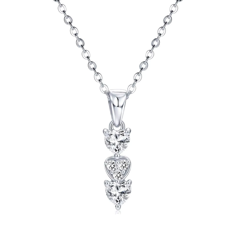 Heart Cubic Zirconia Vertical Pendant Necklace