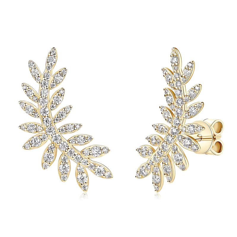 Leaf-Shaped Climber Stud Earrings