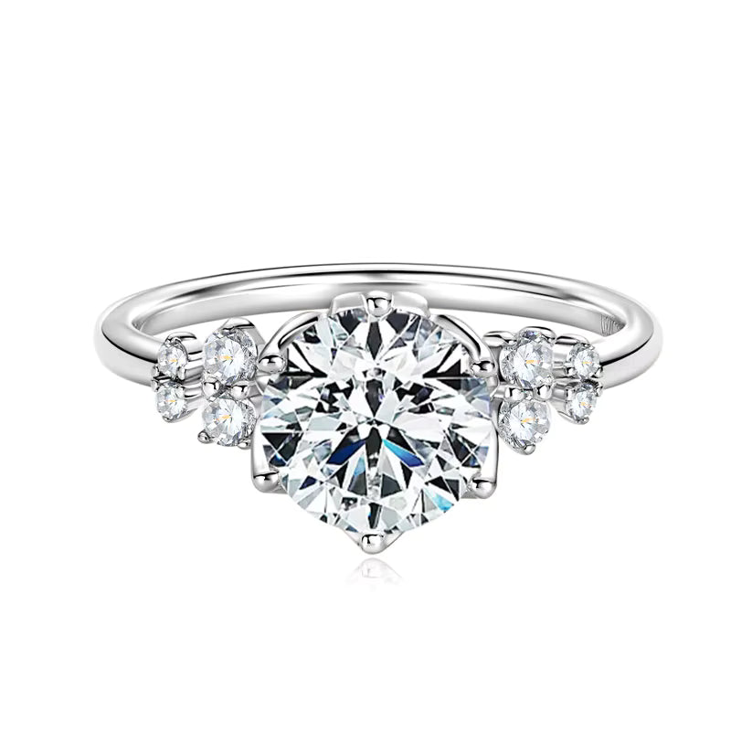Round Cut Cubic Zirconia Cluster Ring